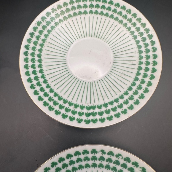 3 Demitasse Cups  & 4 Saucers NEIMAN MARCUS Japan 1970's SHAMROCK White/ Green - Picture 4 of 16